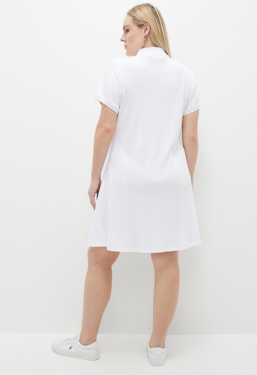 POLO - Plus Danica Rib Dress - White