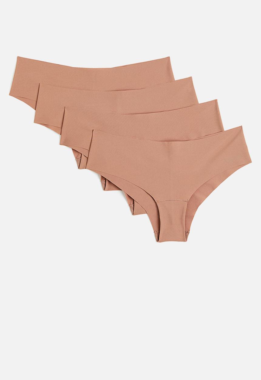 H&M - 4-Pack invisible hipster briefs - dark beige 