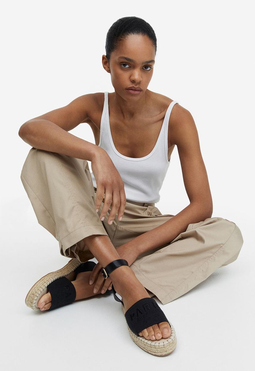 H&M - Embroidery-detail espadrilles - black