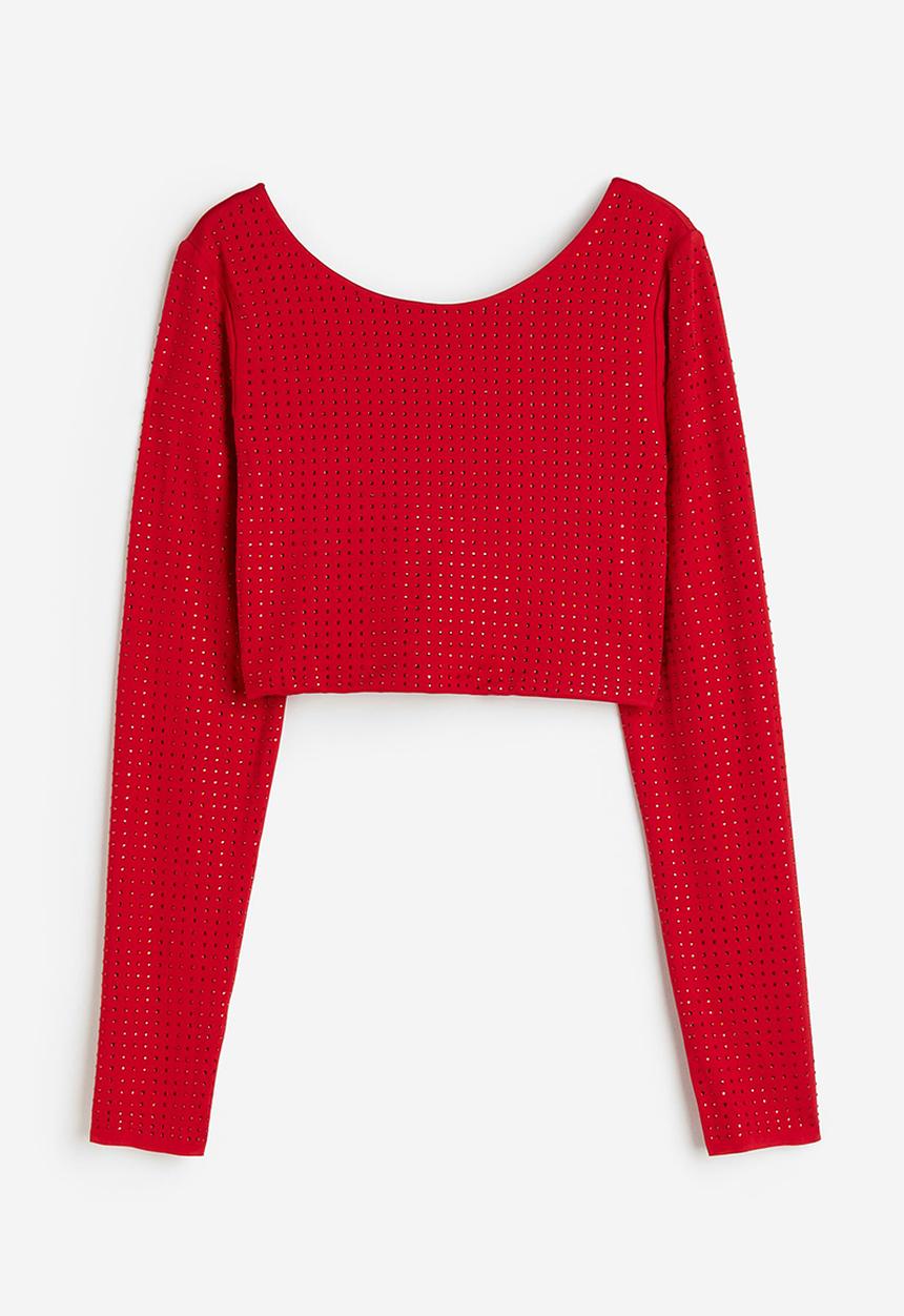 H&M - Embellished cropped top - red