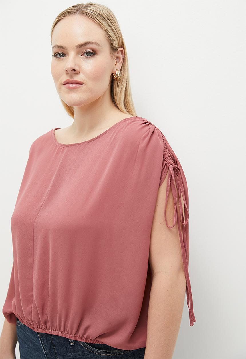 Superbalist - Drawstring crop gathered blouse - ash rose