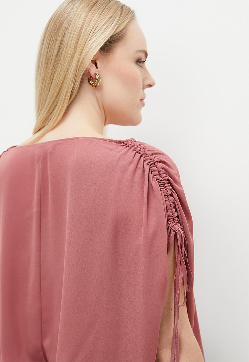 Superbalist - Drawstring crop gathered blouse - ash rose