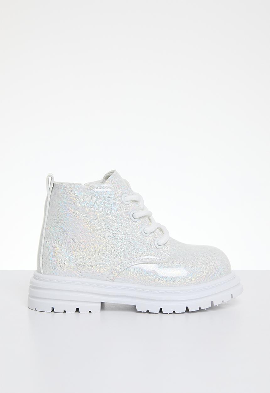 Pop Candy - Patent lace up boots - silver
