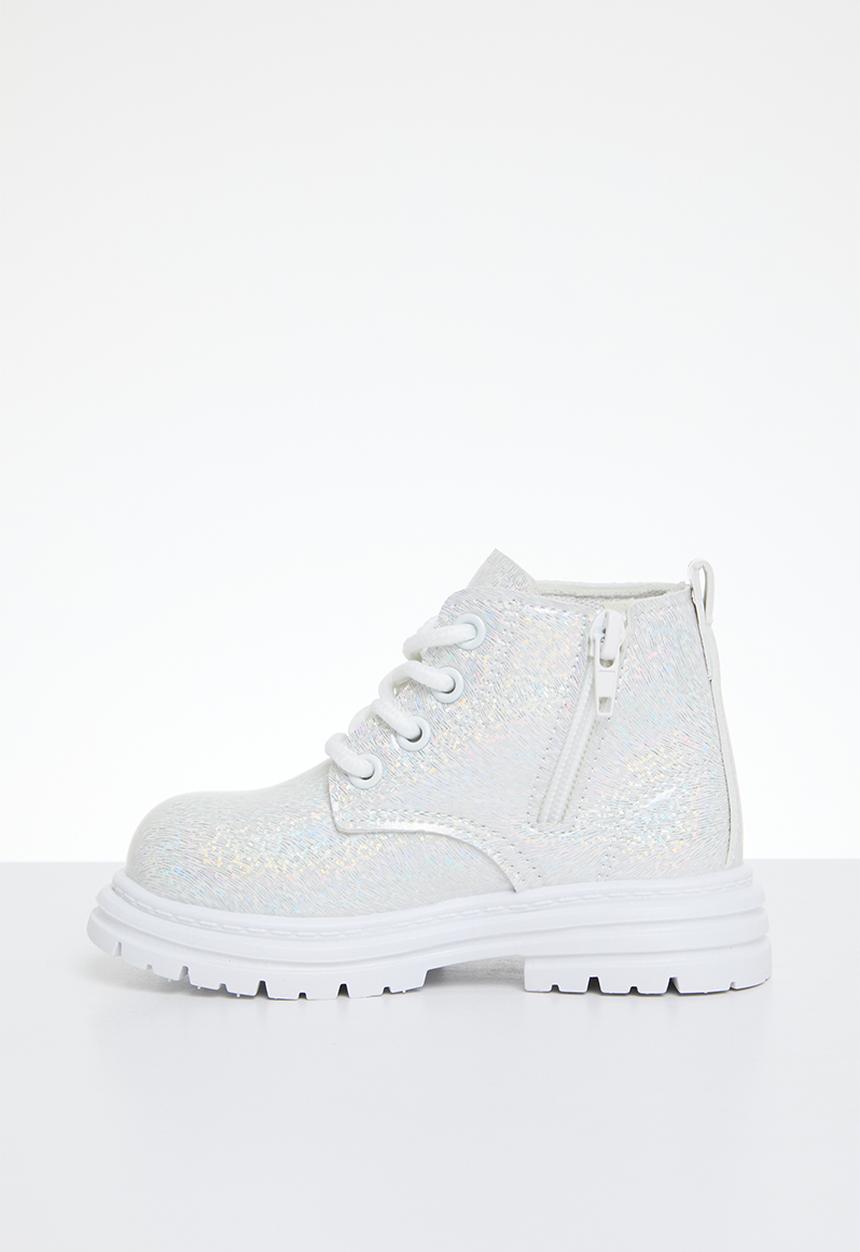 Pop Candy - Patent lace up boots - silver