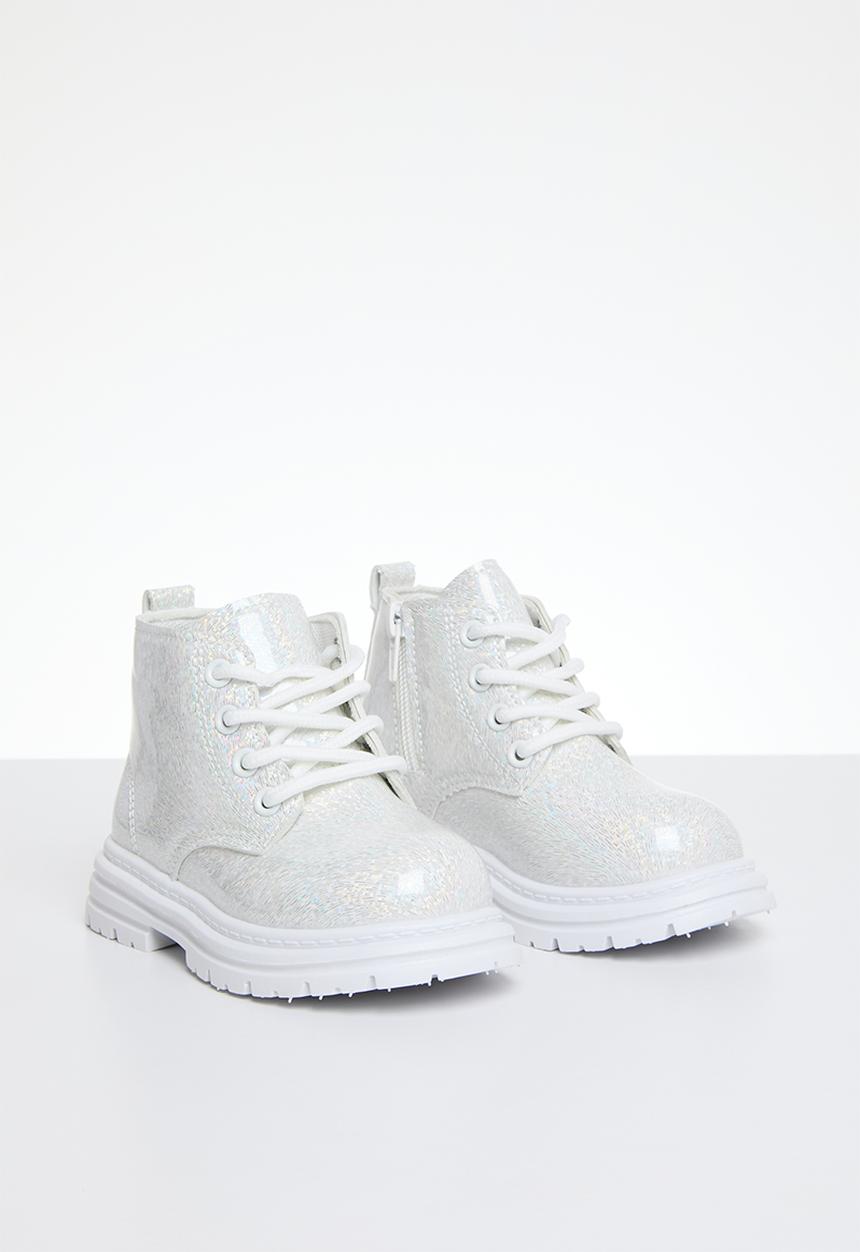 Pop Candy - Patent lace up boots - silver