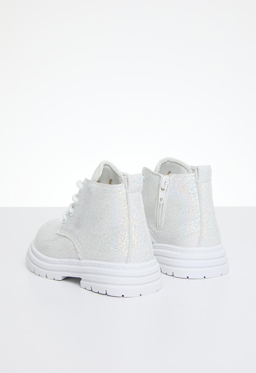 Pop Candy - Patent lace up boots - silver