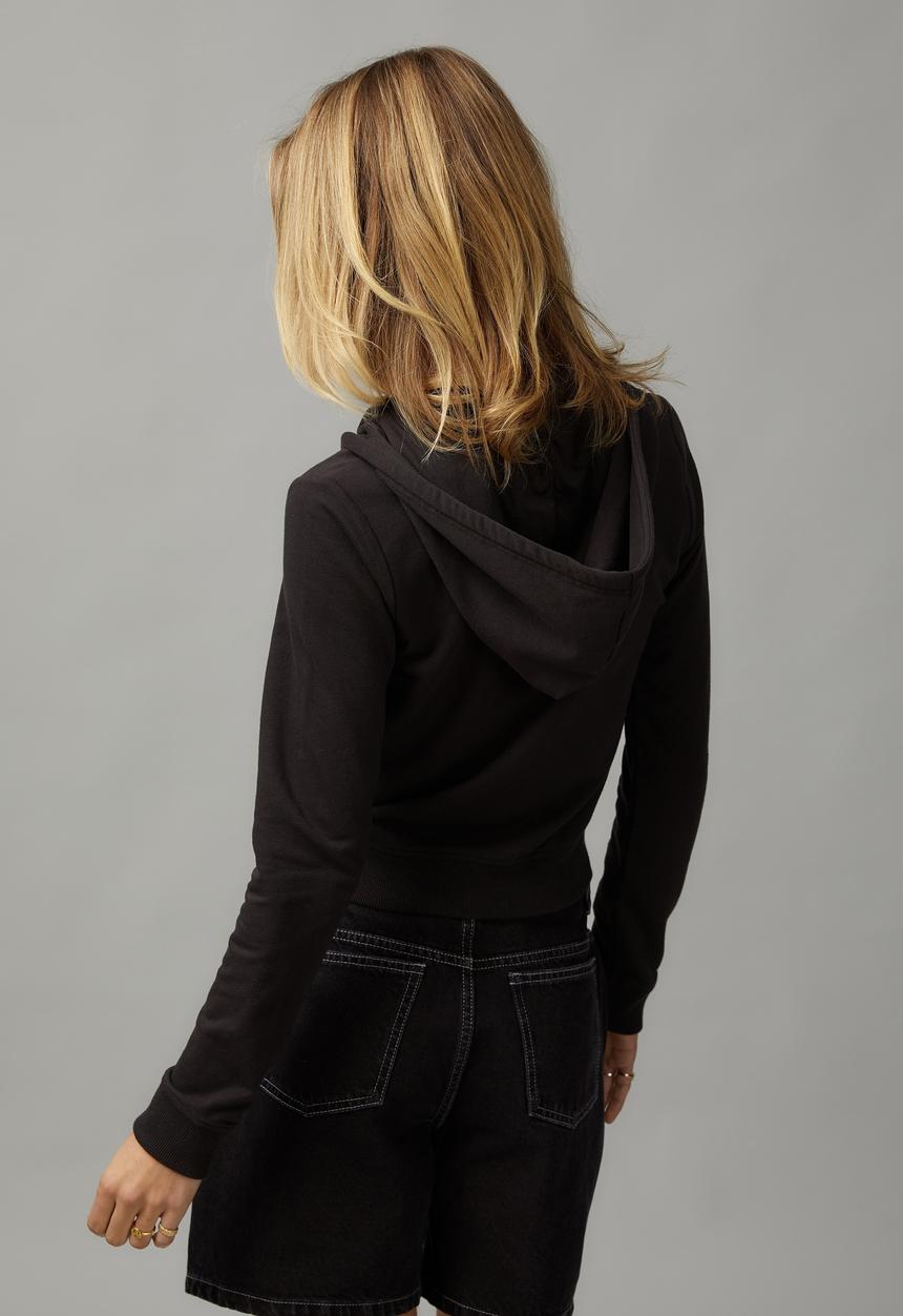 Factorie - Lightweight Graphic Zip Through Hoodie - Washed Black/Monte Carlo
