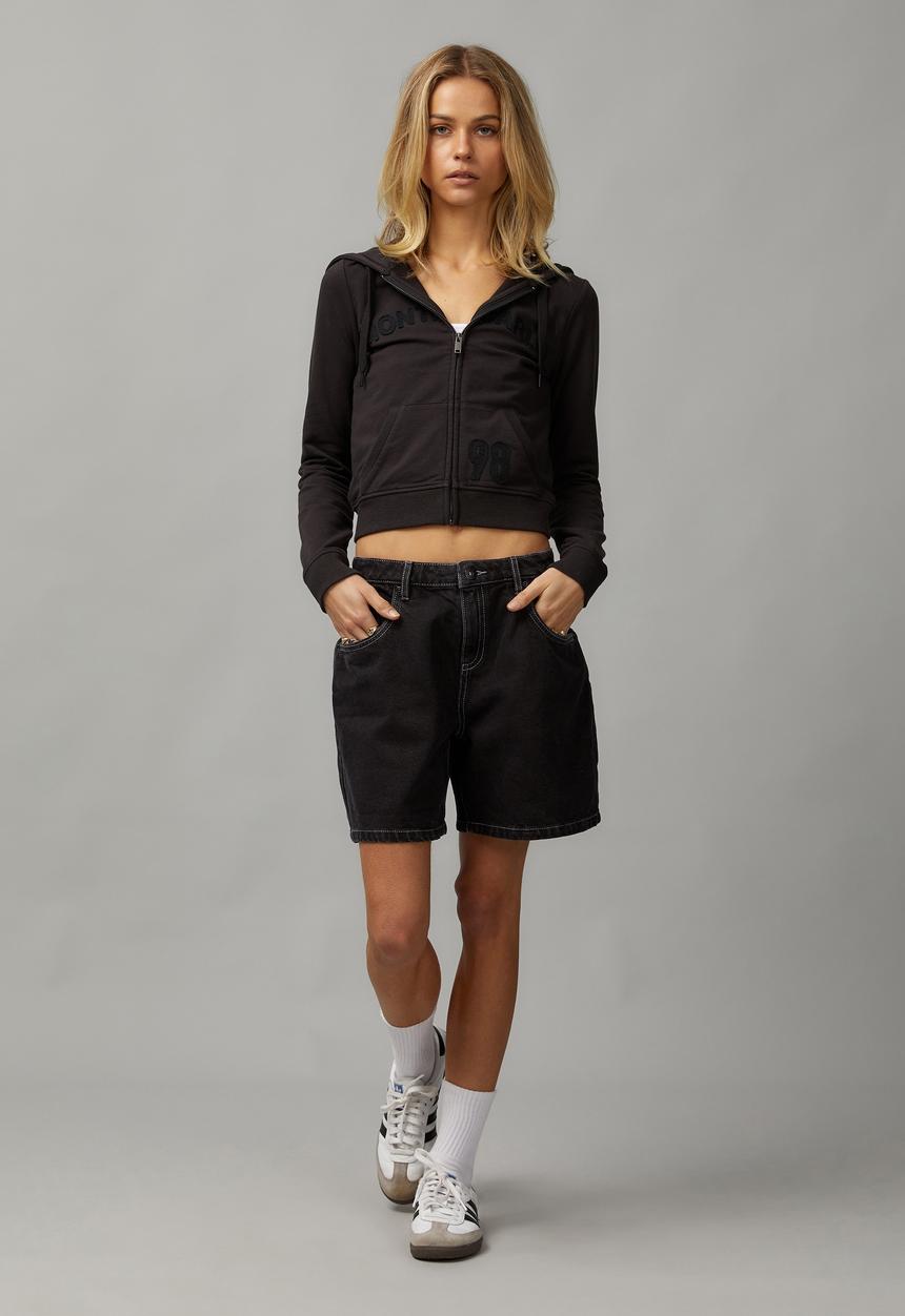 Factorie - Lightweight Graphic Zip Through Hoodie - Washed Black/Monte Carlo