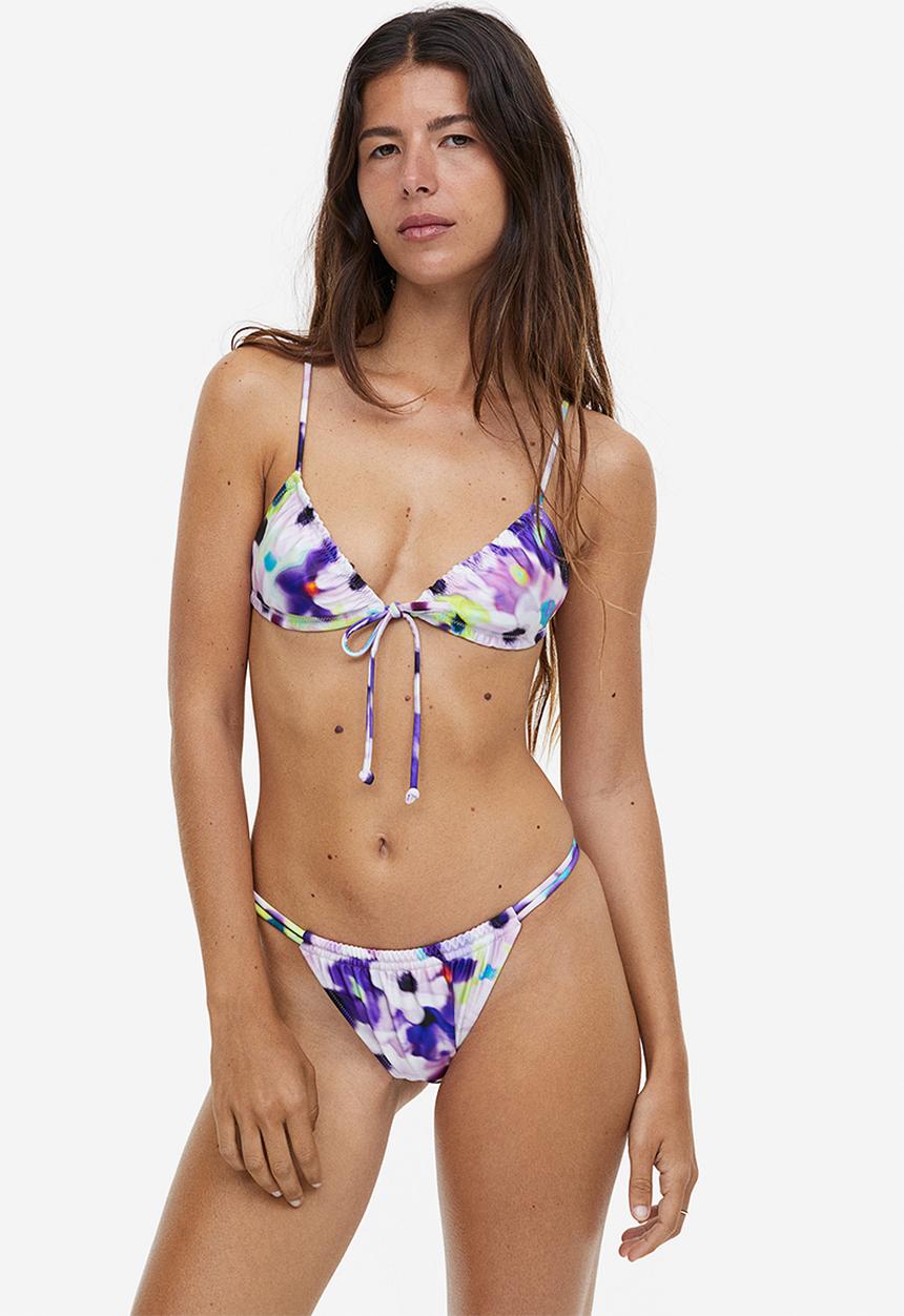 H&M - Triangle bikini top - purple/floral