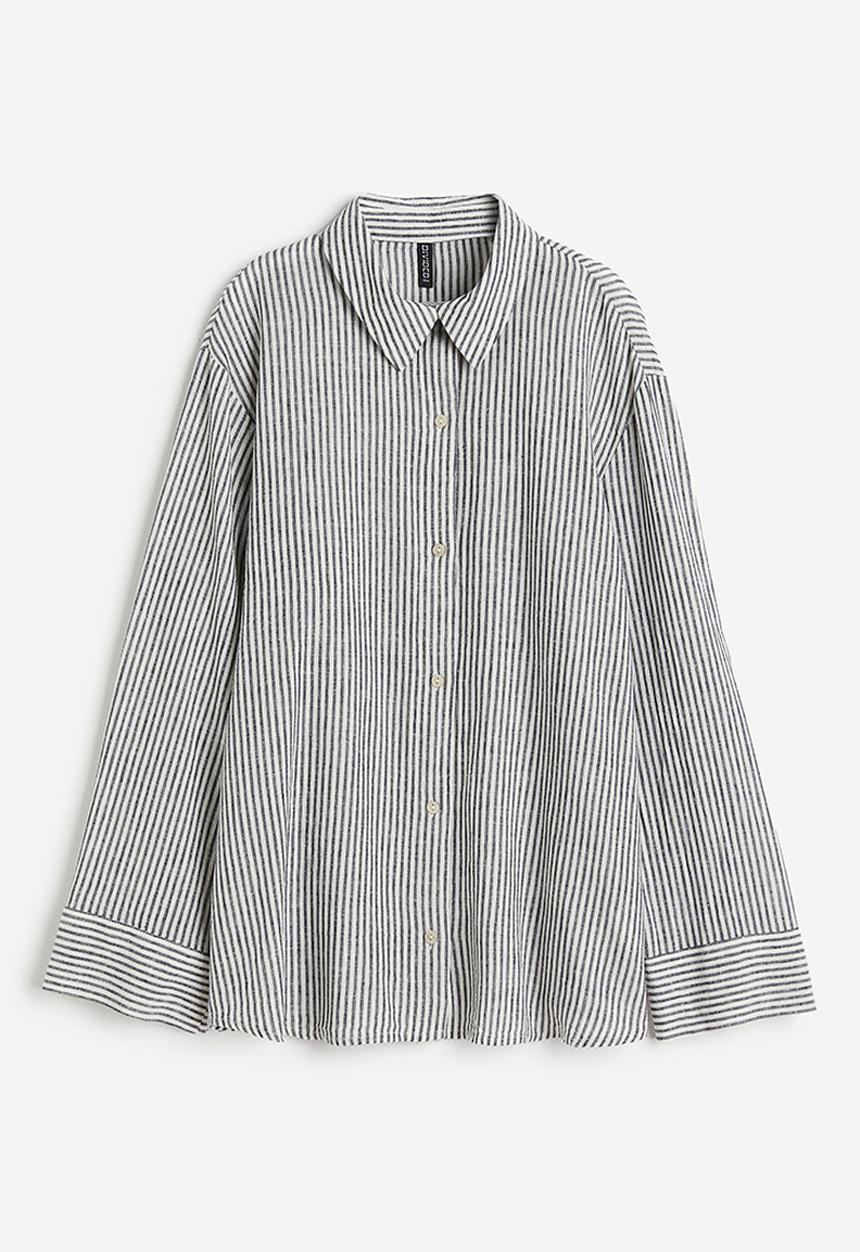 H&M - Linen-blend shirt - black & white striped