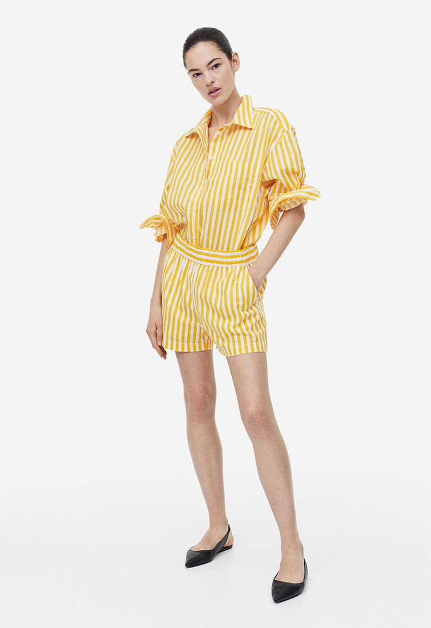 H&M - Linen shorts - yellow striped