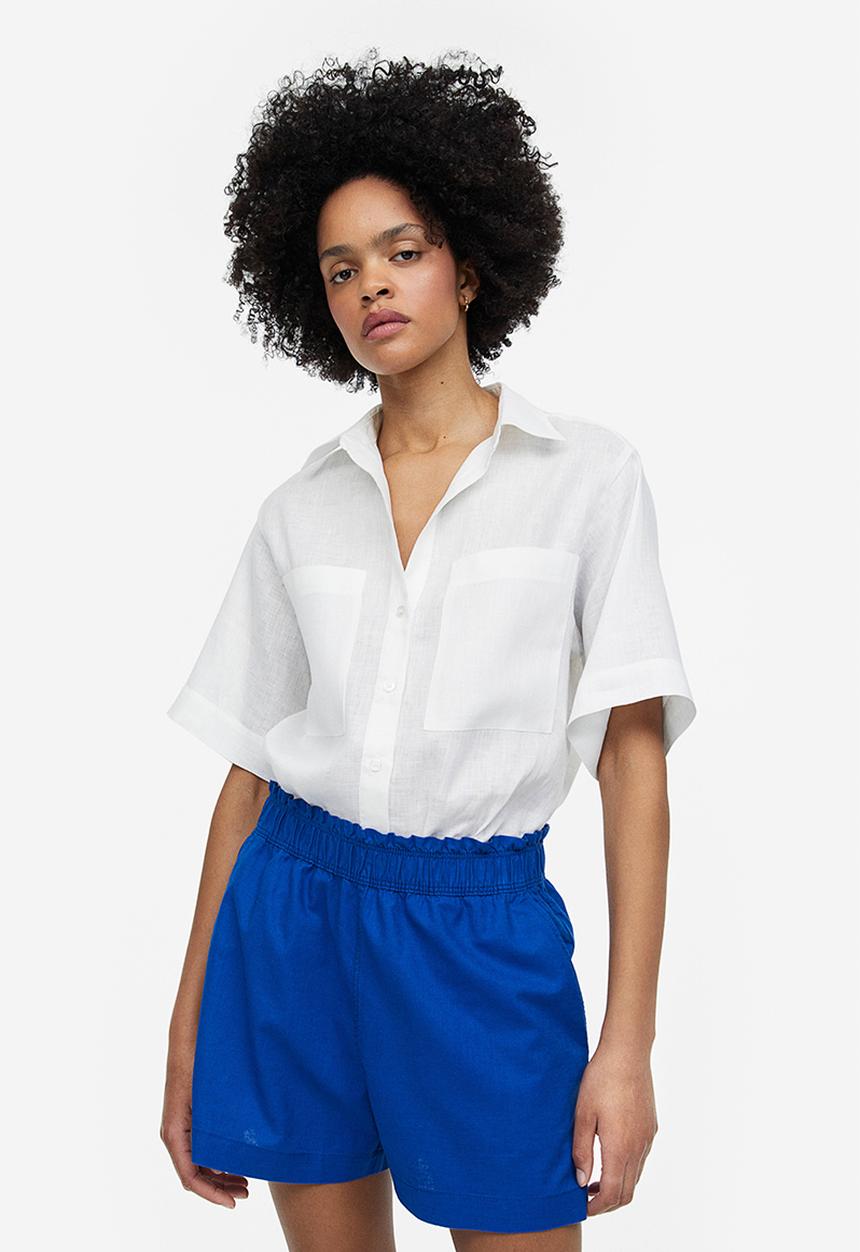 H&M - Linen shorts - bright blue