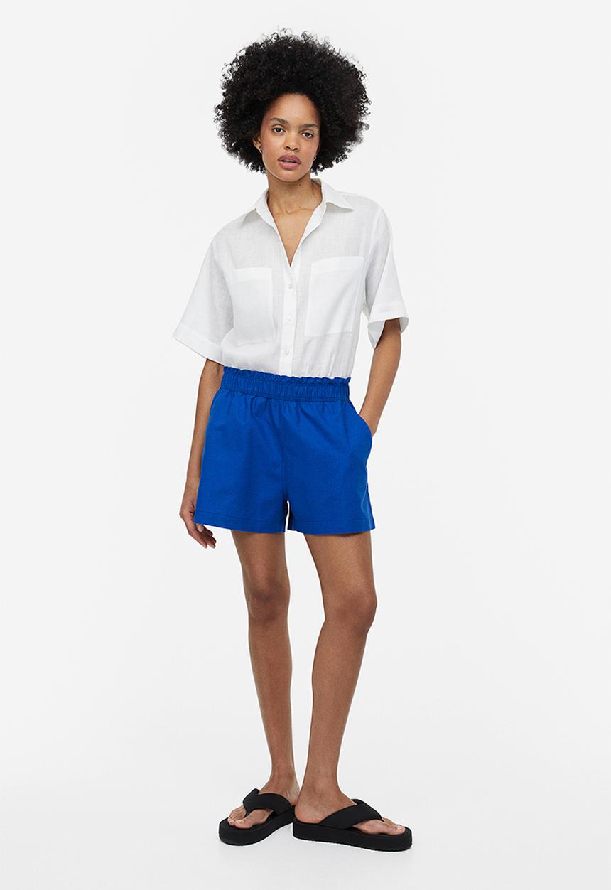 H&M - Linen shorts - bright blue