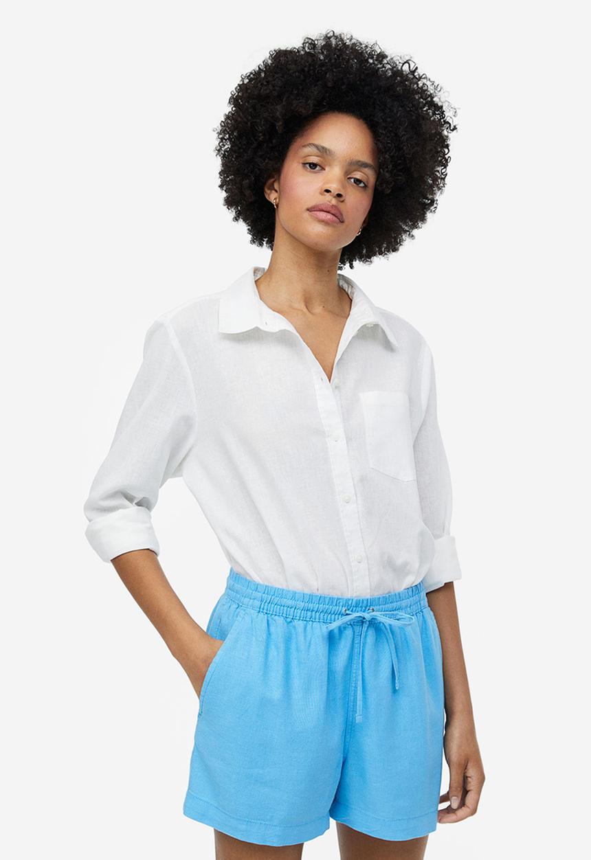 H&M - Linen-blend shorts - blue