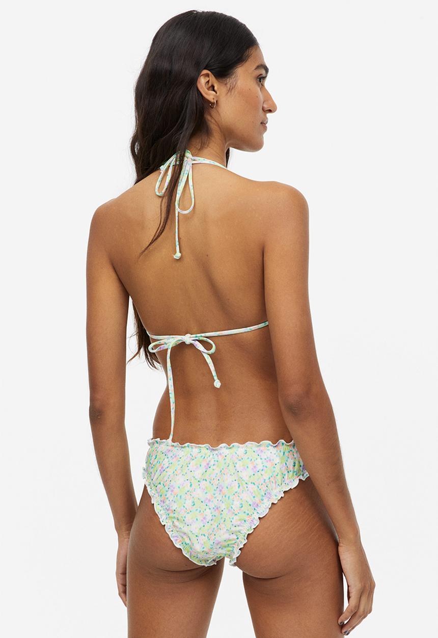 H&M - Padded triangle bikini top - light green/floral