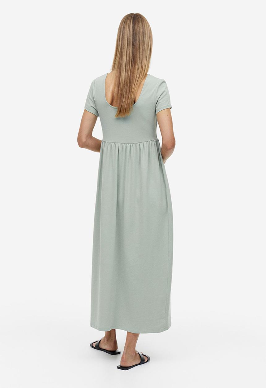 H&M - Mama square-neck jersey dress - light khaki green