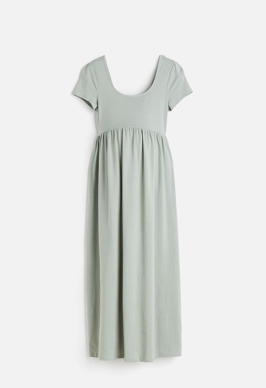 H&M - Mama square-neck jersey dress - light khaki green