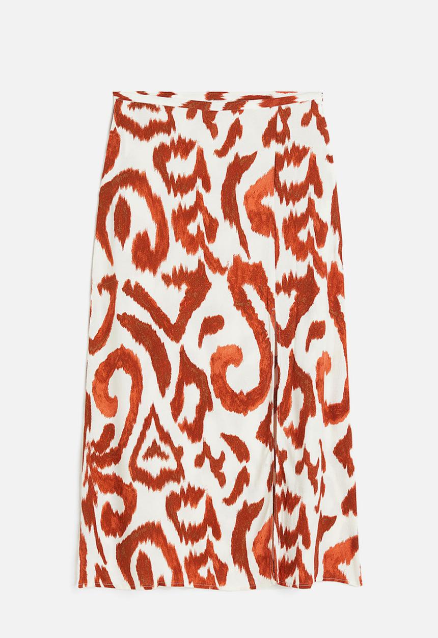 H&M - Crêpe skirt - cream brown patterned 