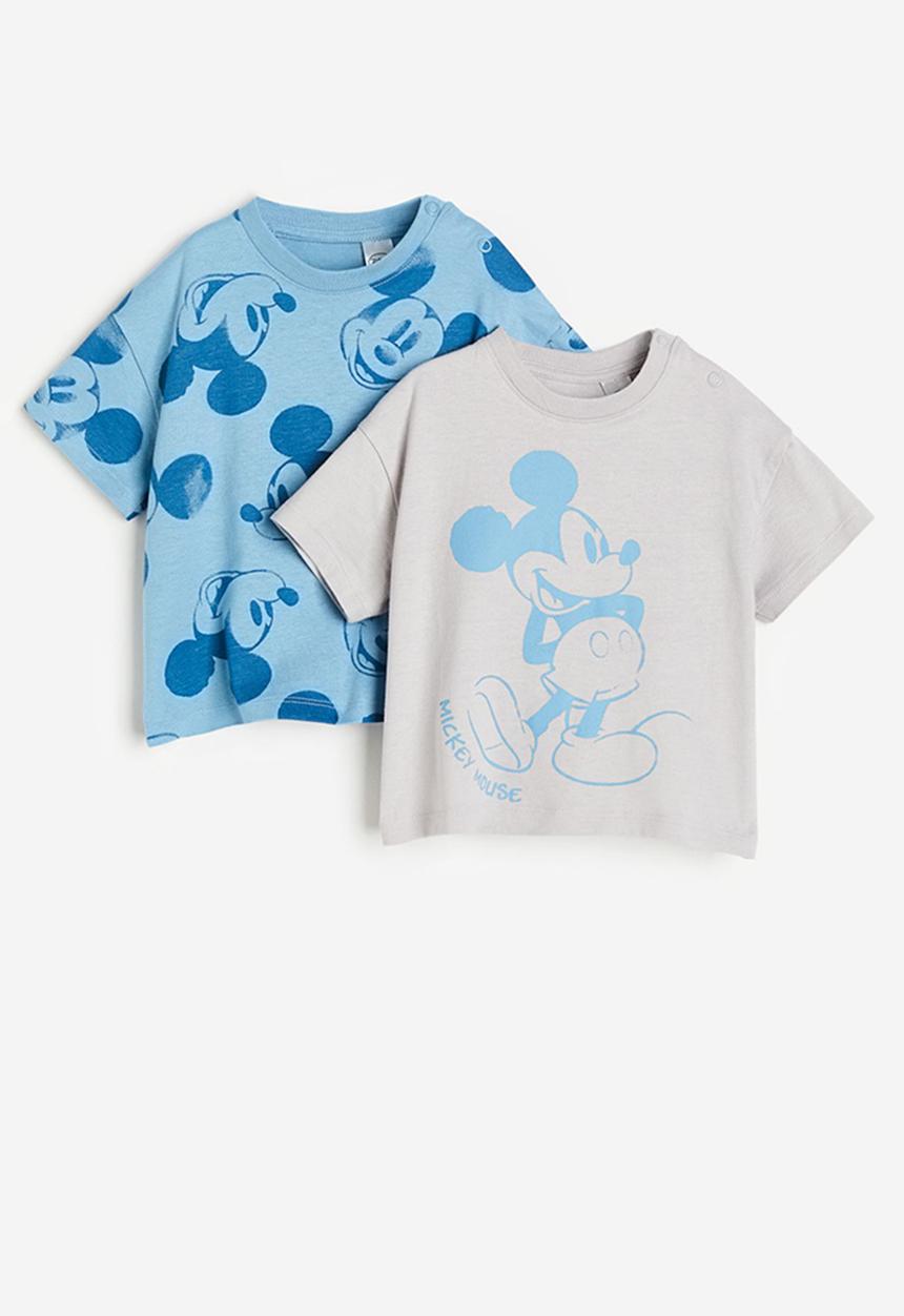 H&M - 2 Pack cotton T-shirts - light grey/mickey mouse