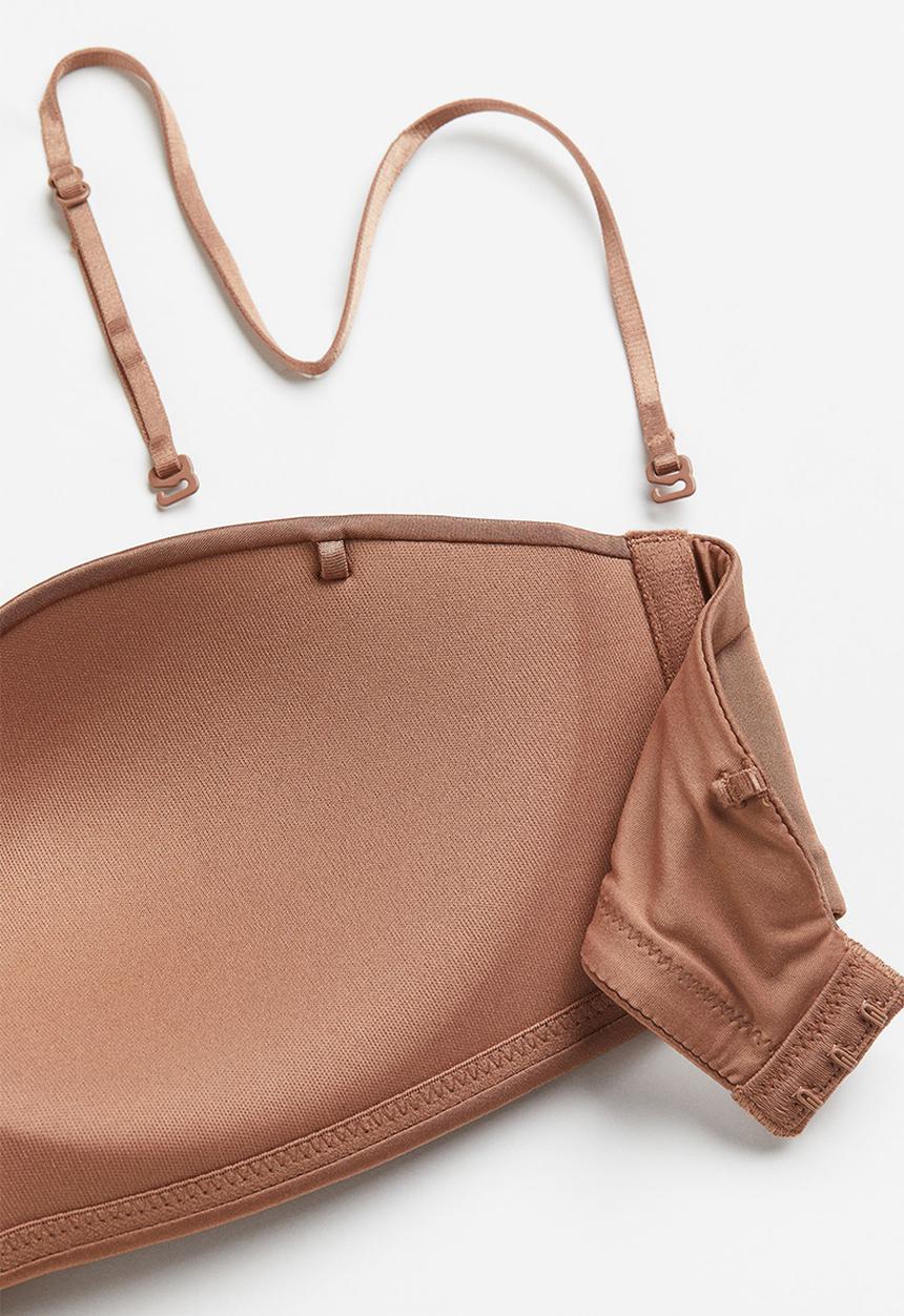 H&M - Microfibre non-wired push-up balconette bra - dark beige