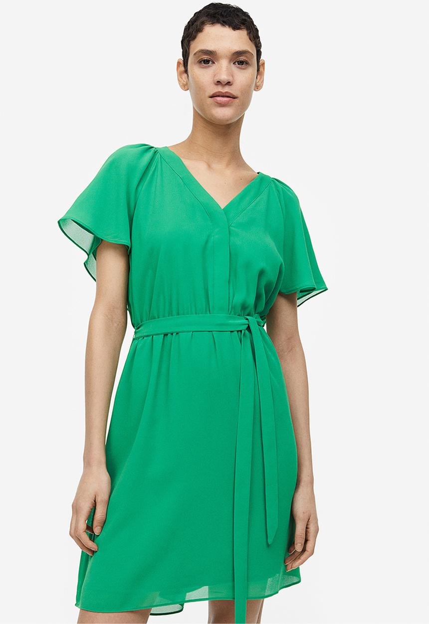 H&M - V-neck chiffon dress - green
