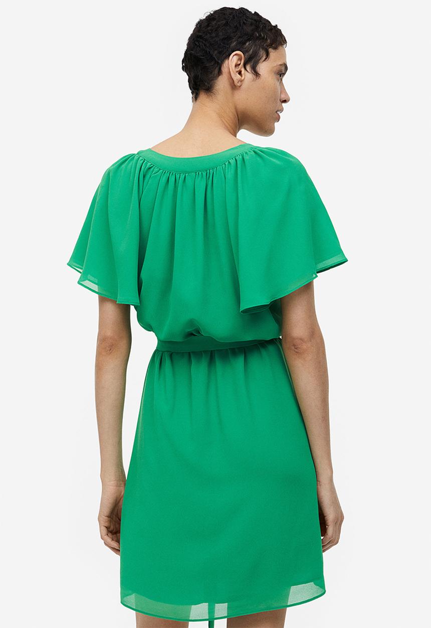 H&M - V-neck chiffon dress - green