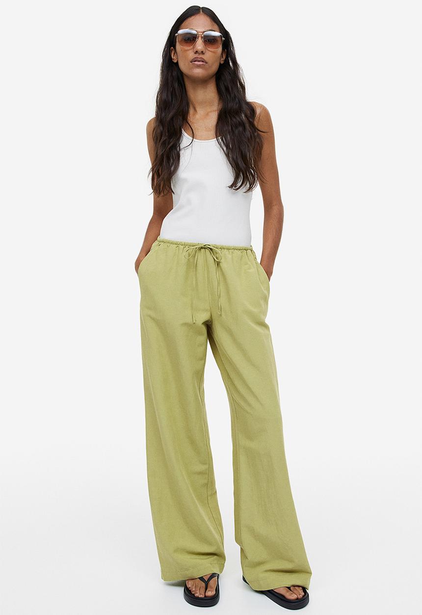 H&M - Linen-blend trousers - green