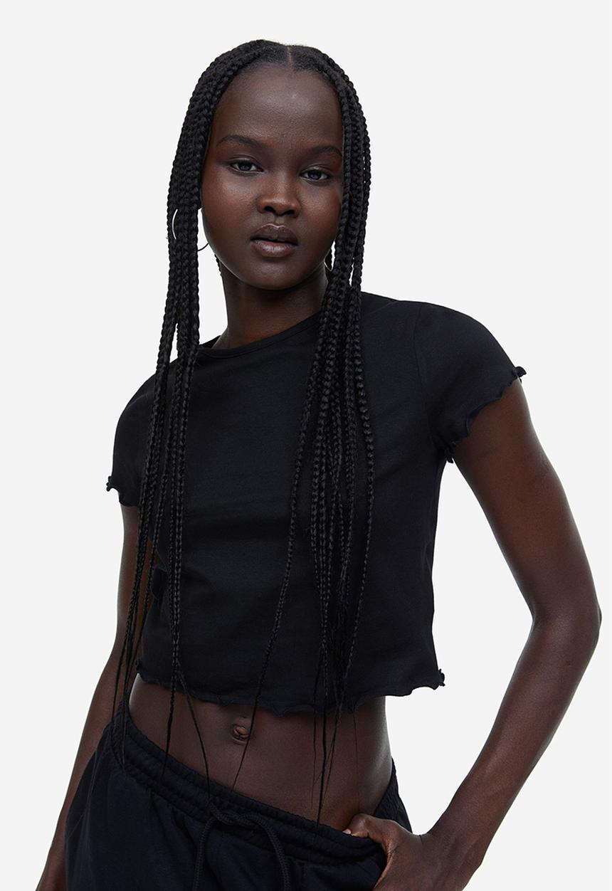 H&M - Cropped T-shirt - black