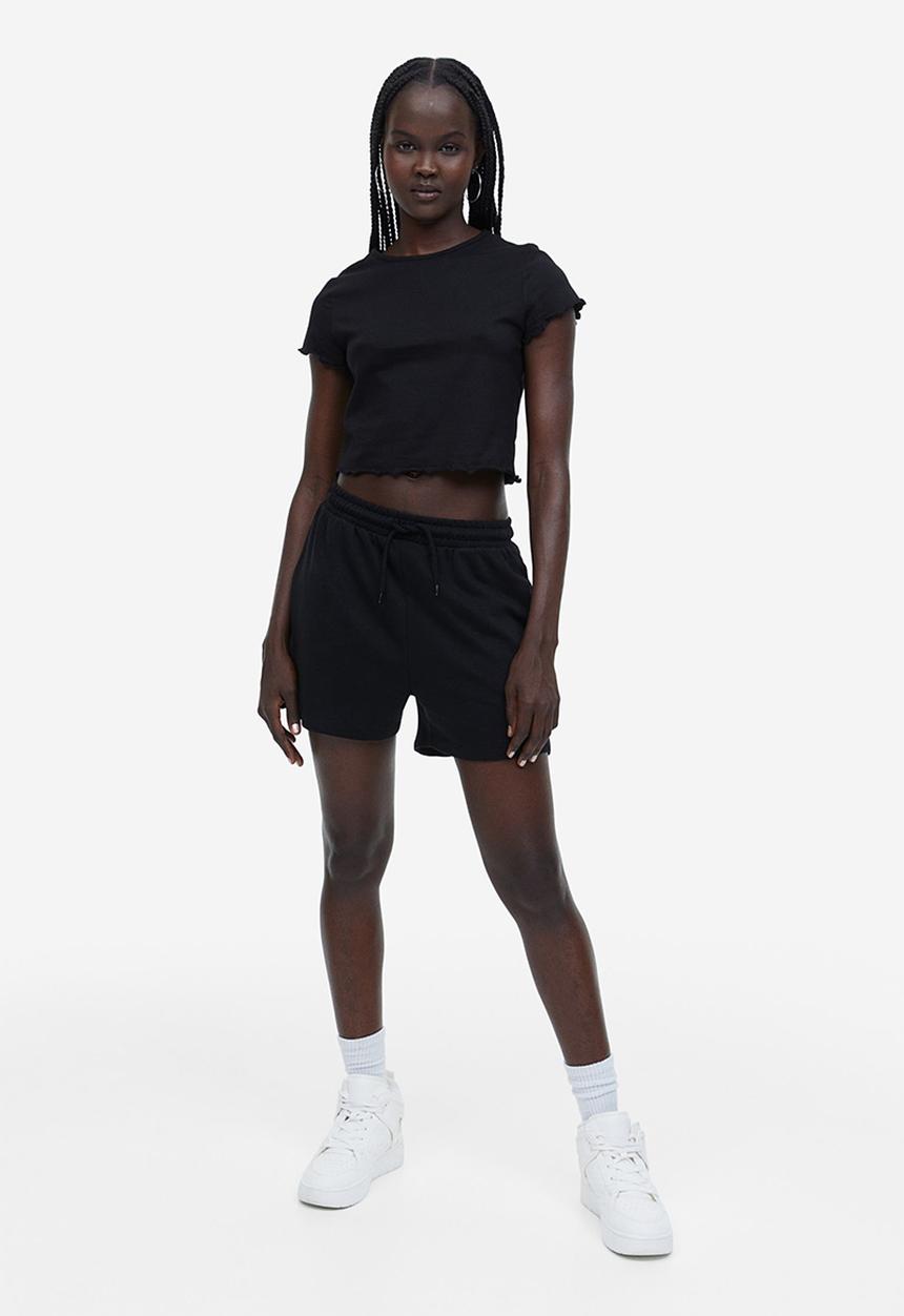 H&M - Cropped T-shirt - black