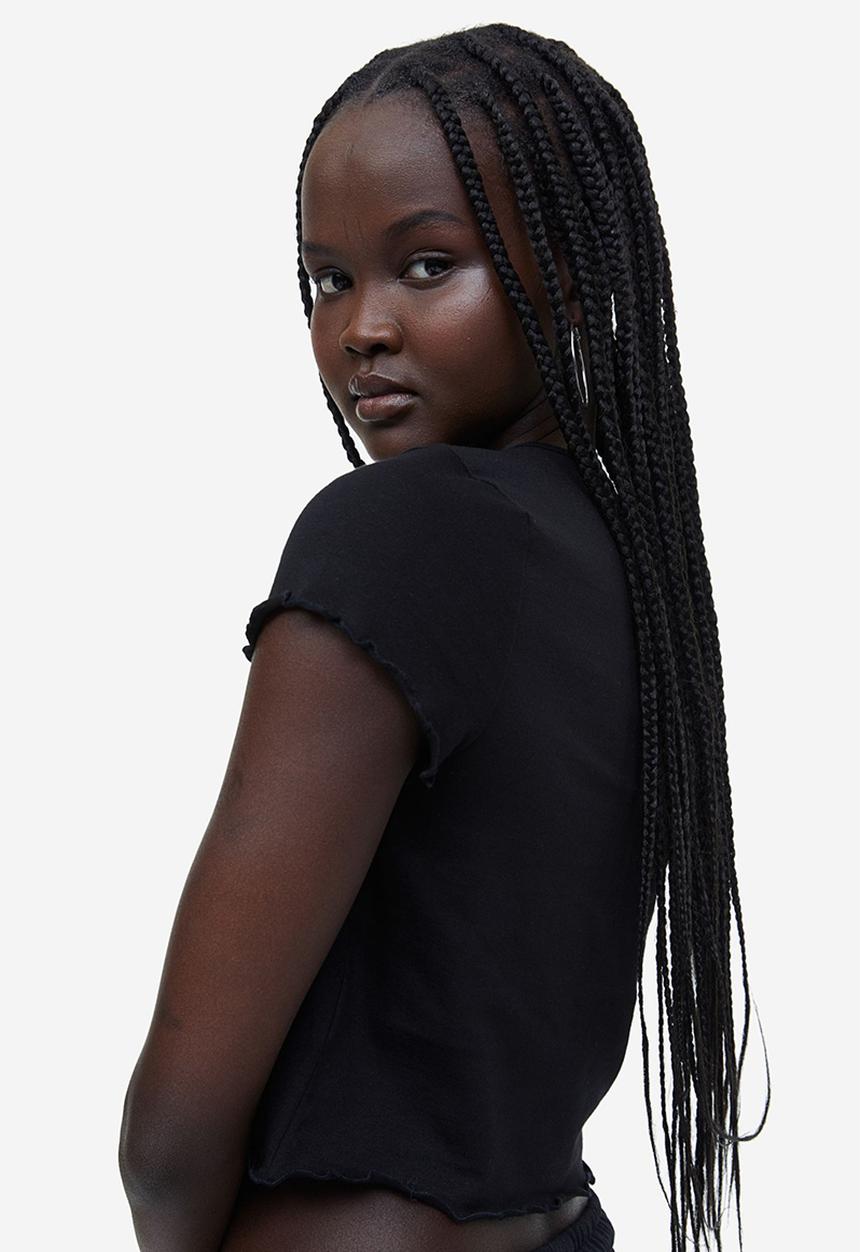 H&M - Cropped T-shirt - black