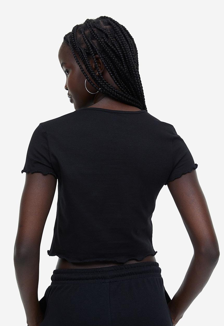 H&M - Cropped T-shirt - black