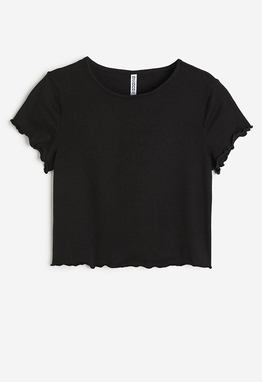 H&M - Cropped T-shirt - black