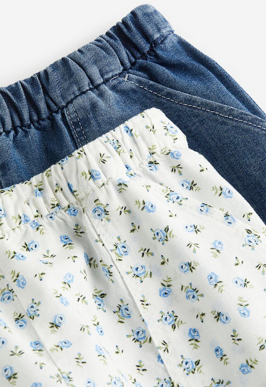 H&M - 2 Pack cotton shorts - denim blue/floral