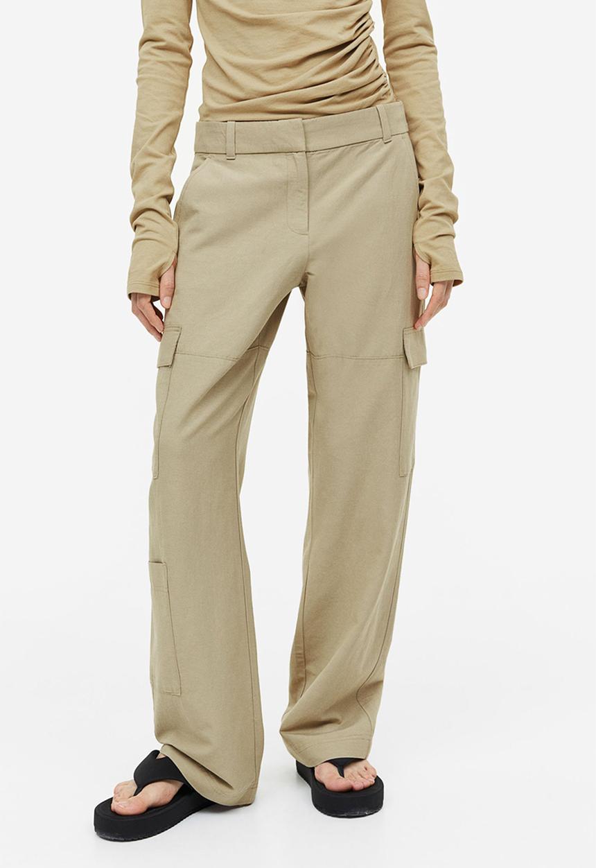 H&M - Linen-blend cargo trousers - beige