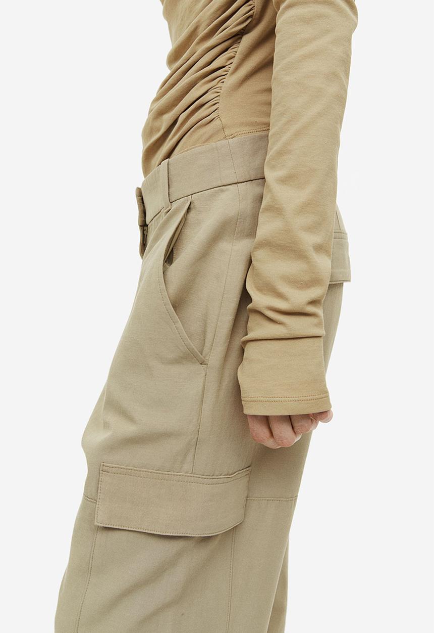 H&M - Linen-blend cargo trousers - beige