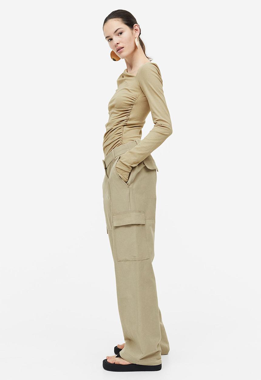 H&M - Linen-blend cargo trousers - beige