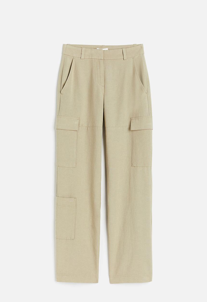 H&M - Linen-blend cargo trousers - beige