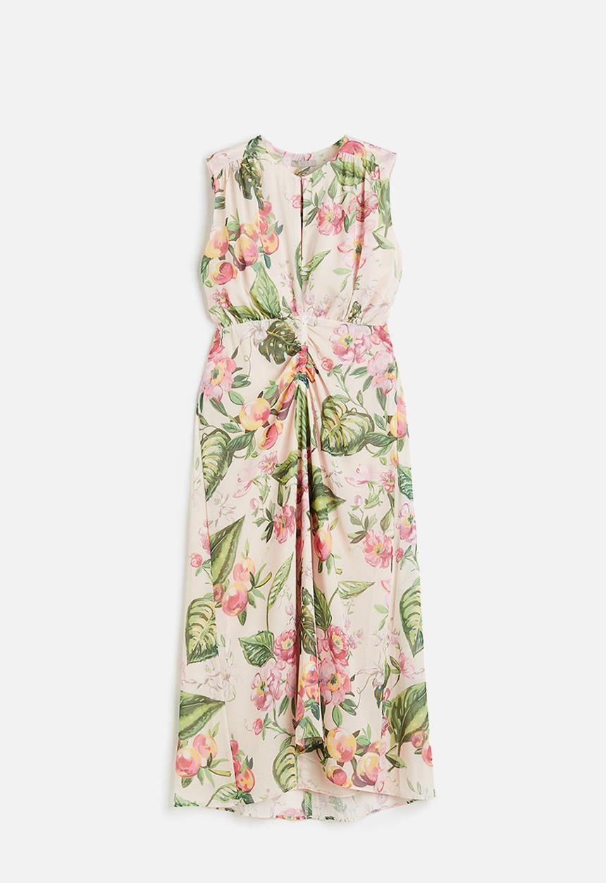 H&M - Patterned chiffon dress - light beige floral