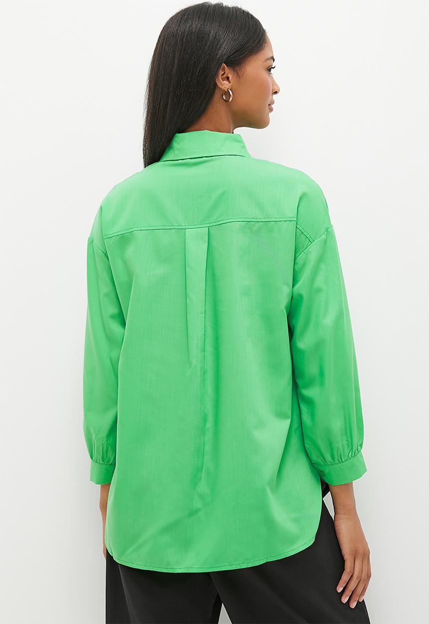dailyfriday - Cotton oversized shirt - green