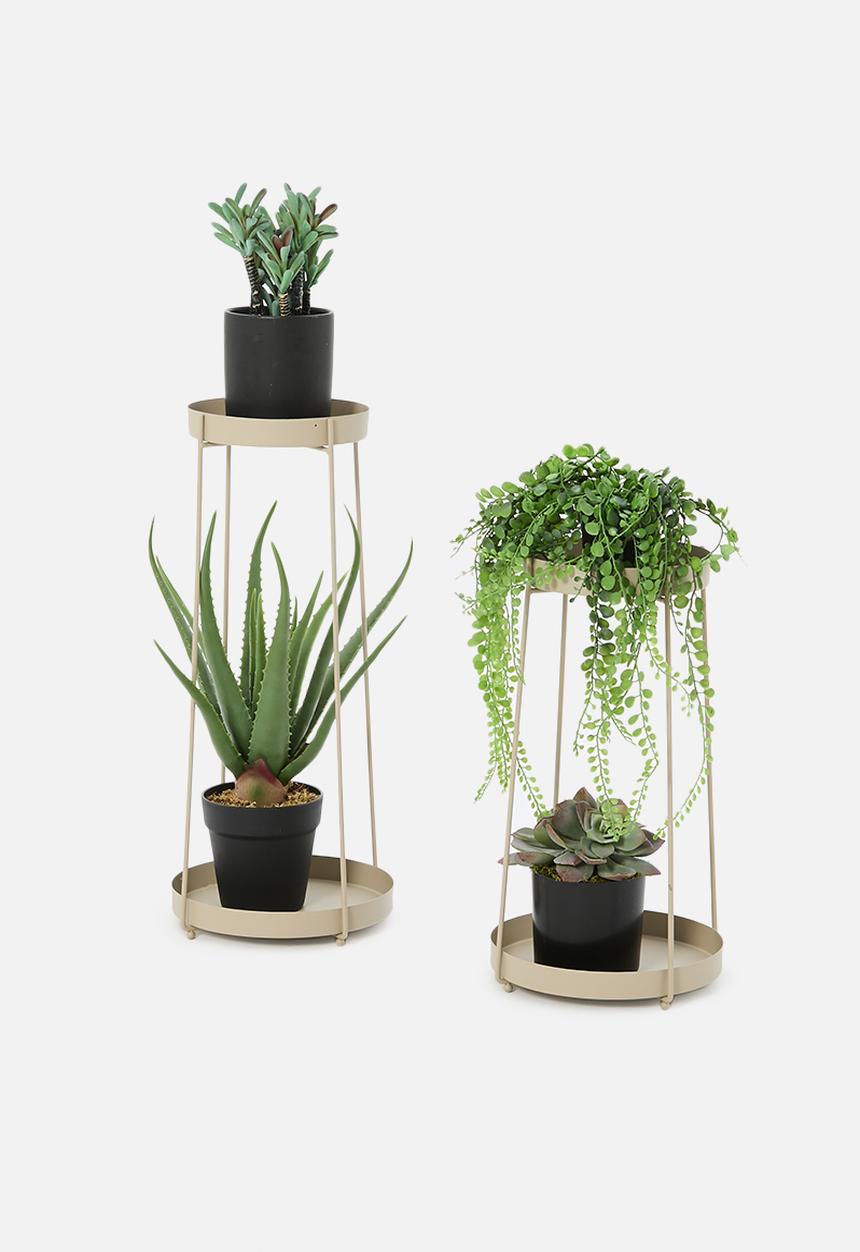 H&S - Aria flowerpot stand set of 2 - neutral