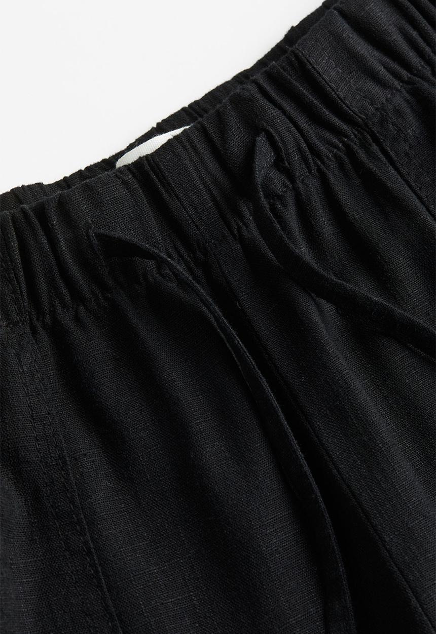 H&M - Linen-blend cargo trousers - black