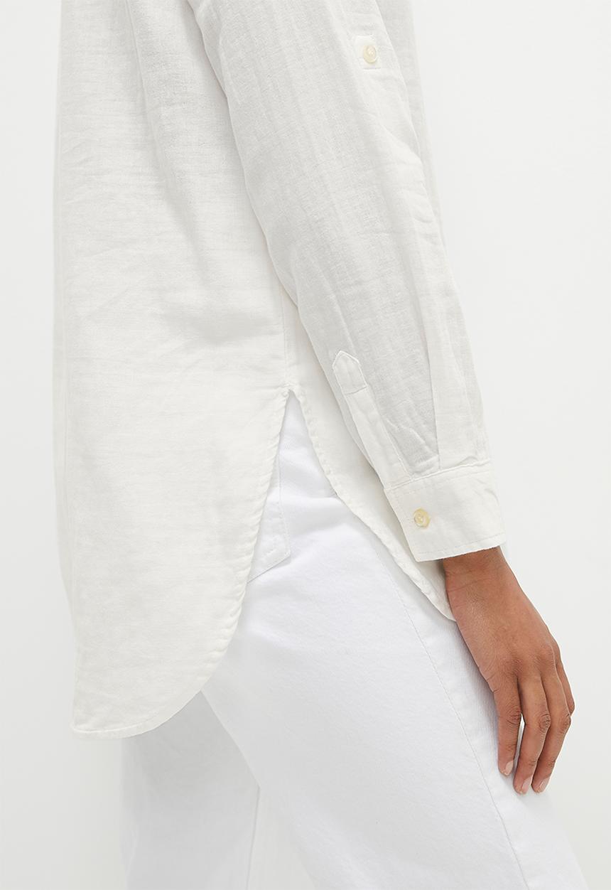 dailyfriday - Cotton mandarin collar shirt - white
