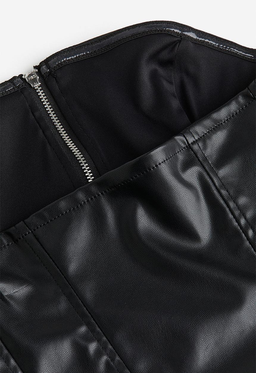 H&M - Coated corset top - black
