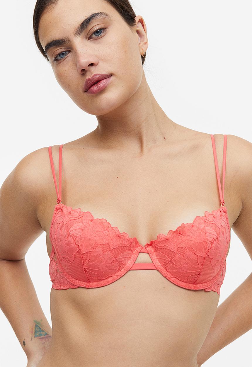 H&M - Lace push-up bra - coral