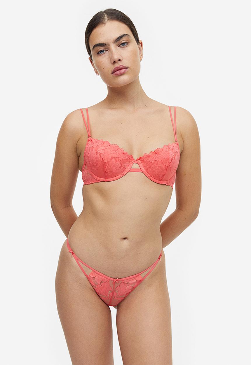 H&M - Lace push-up bra - coral