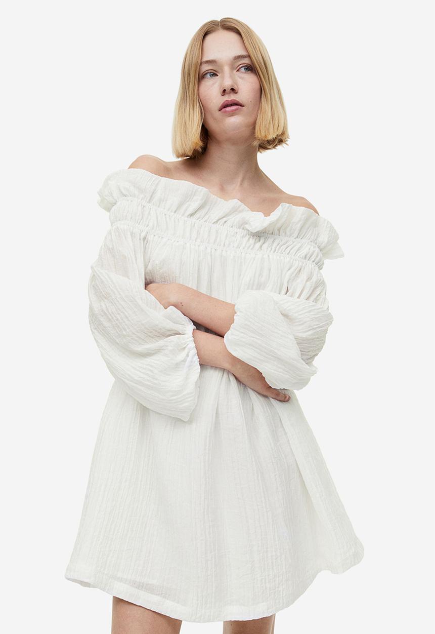 H&M - Oversized off-the-shoulder dress - white