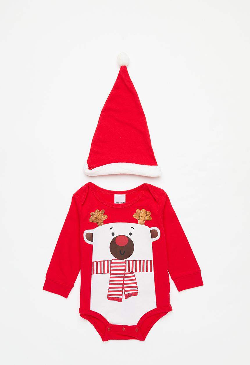 Pop Candy - Baby romper & hat set - red