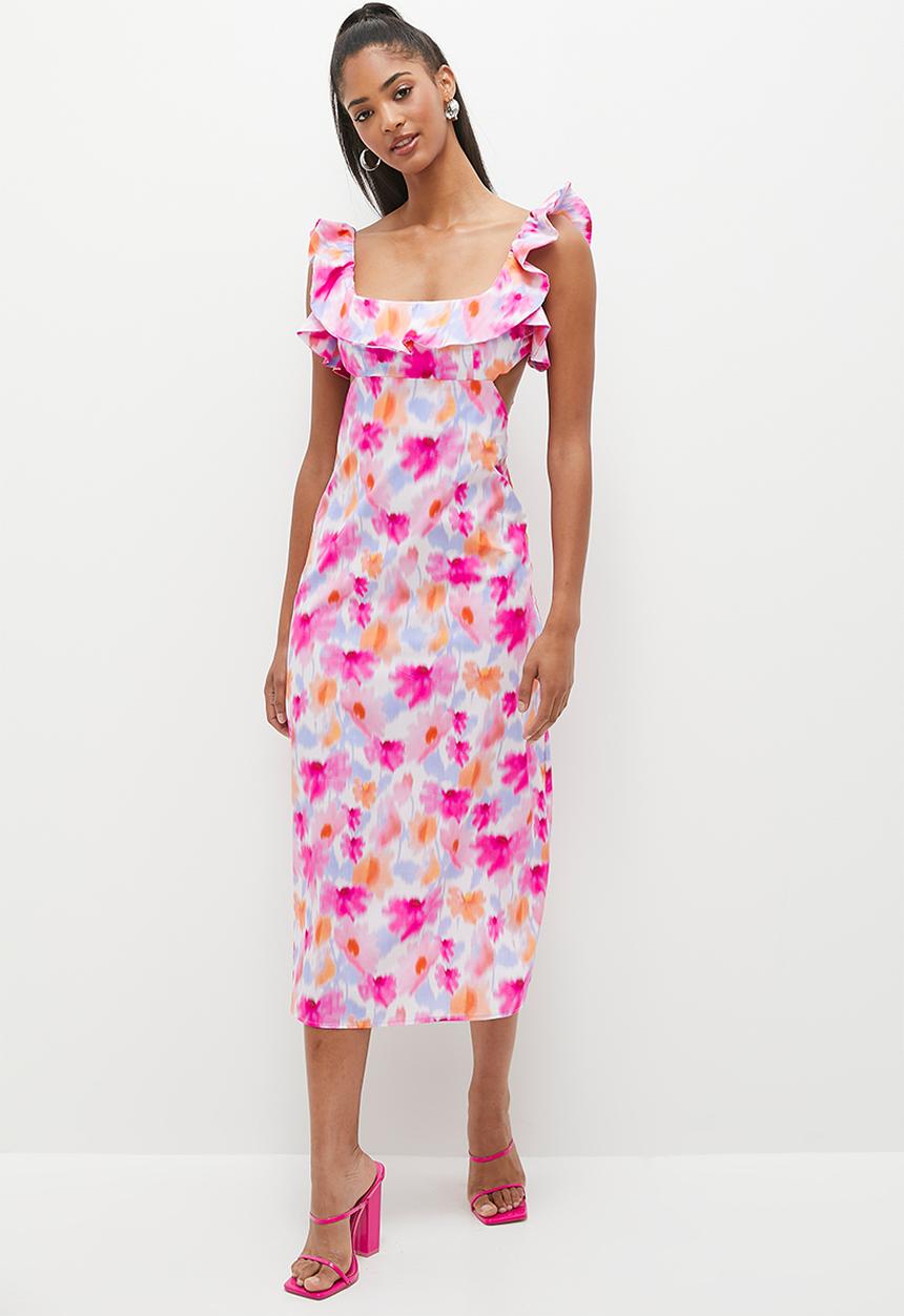 MILLA - Ruffle detail midi dress - soft floral