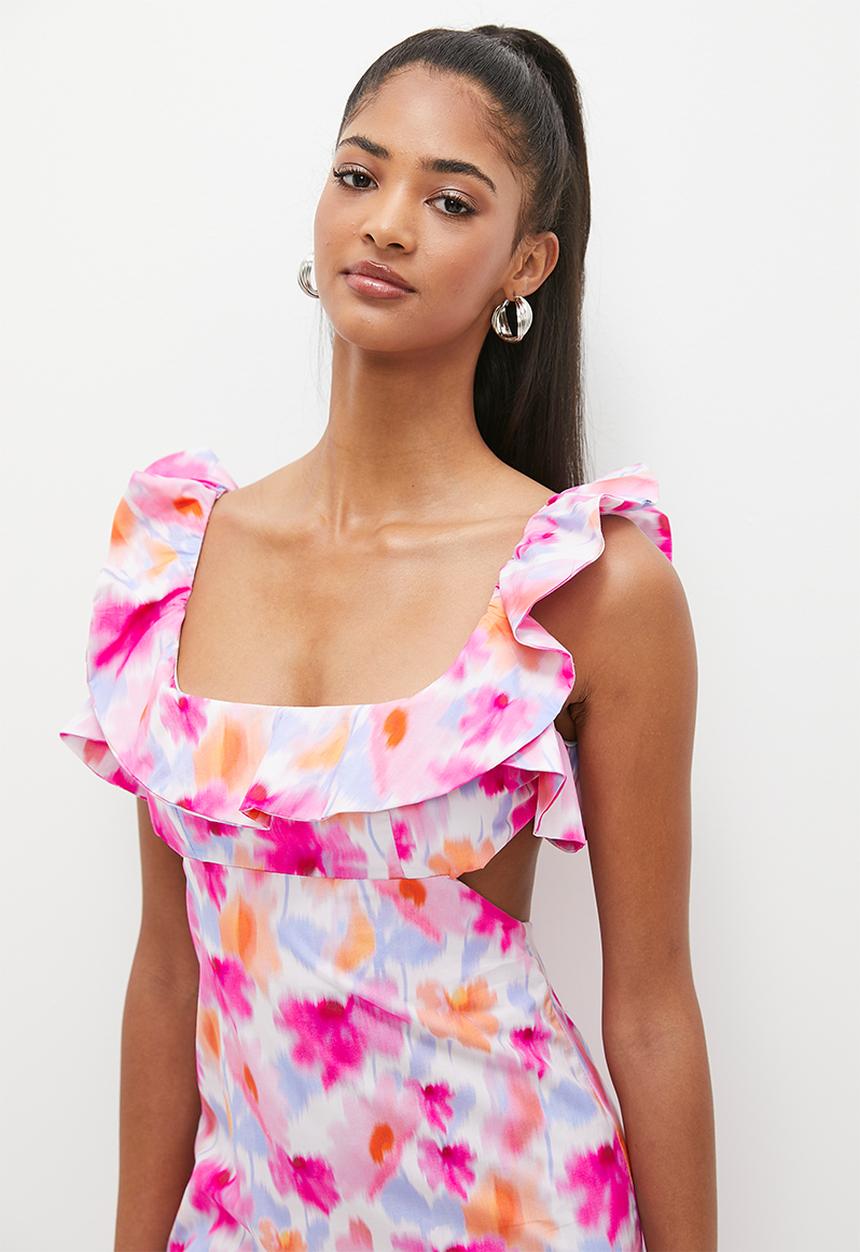 MILLA - Ruffle detail midi dress - soft floral