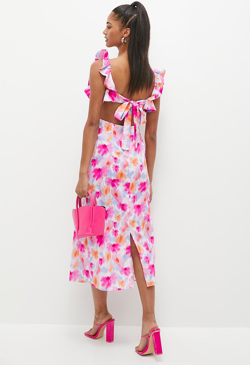 MILLA - Ruffle detail midi dress - soft floral